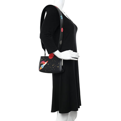 Hermes Veau Monsieur Lizard Ostrich Spaceship Sac A Malice Black Multicolor 2 of 13