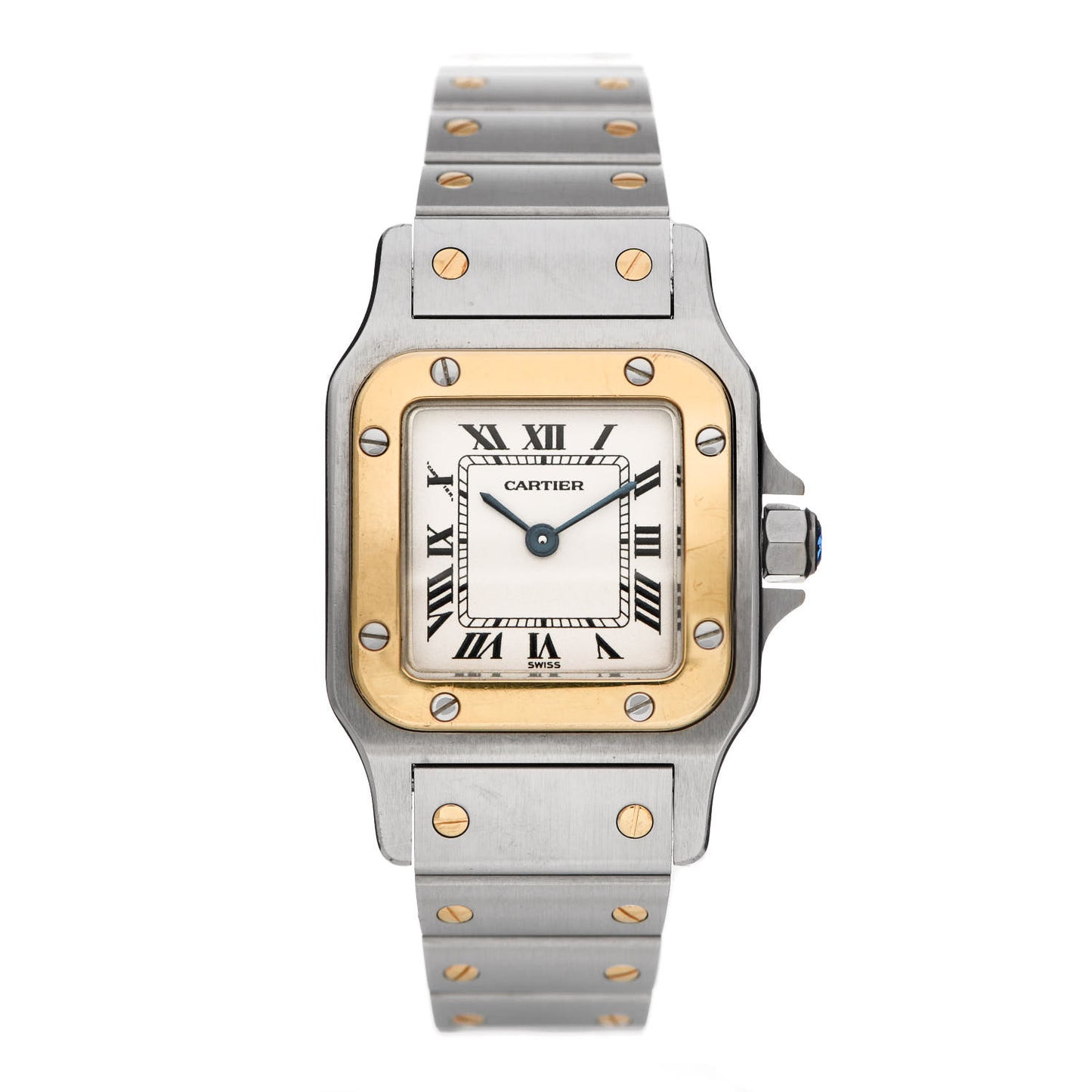Stainless Steel 18K Yellow Gold 24mm Santos De Cartier Galbee Quartz Watch