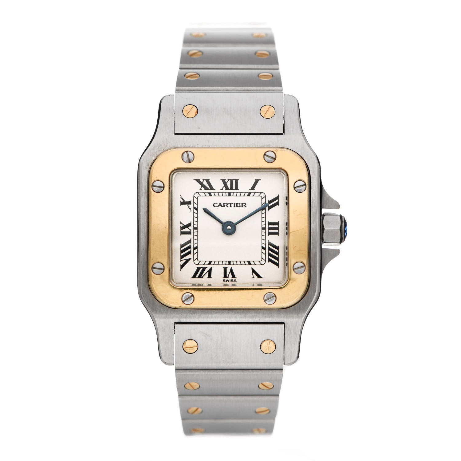 Cartier Stainless Steel 18K Yellow Gold 24mm Santos De Cartier Galbee Quartz Watch 1 of 5