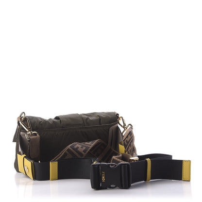 Fendi Nylon Dolmias Vitello Grace FF Puffer Belt Baguette Bag Military Brown Tortora 4 of 11