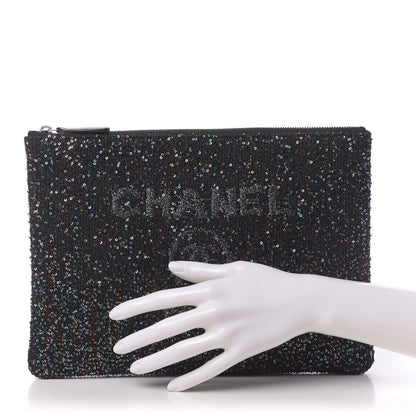 Chanel Canvas Sequin Medium Deauville Cosmetic Pouch Black 2 of 11
