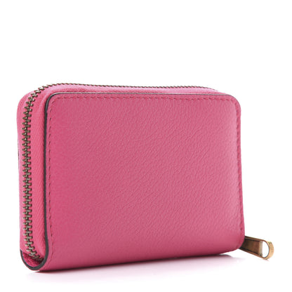 Gucci Grained Calfskin Logo Zip Around Card Case Box Pink Green 3 of 10