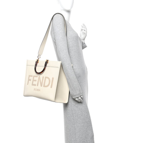 Vitello King Plexiglass Medium Fendi Sunshine Shopper Tote White Ice