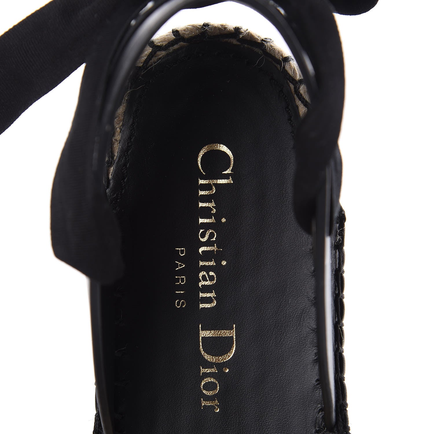 Christian Dior Calfskin Nicely-D Ankle Tie Espadrilles Flats 36 Black 6 of 8
