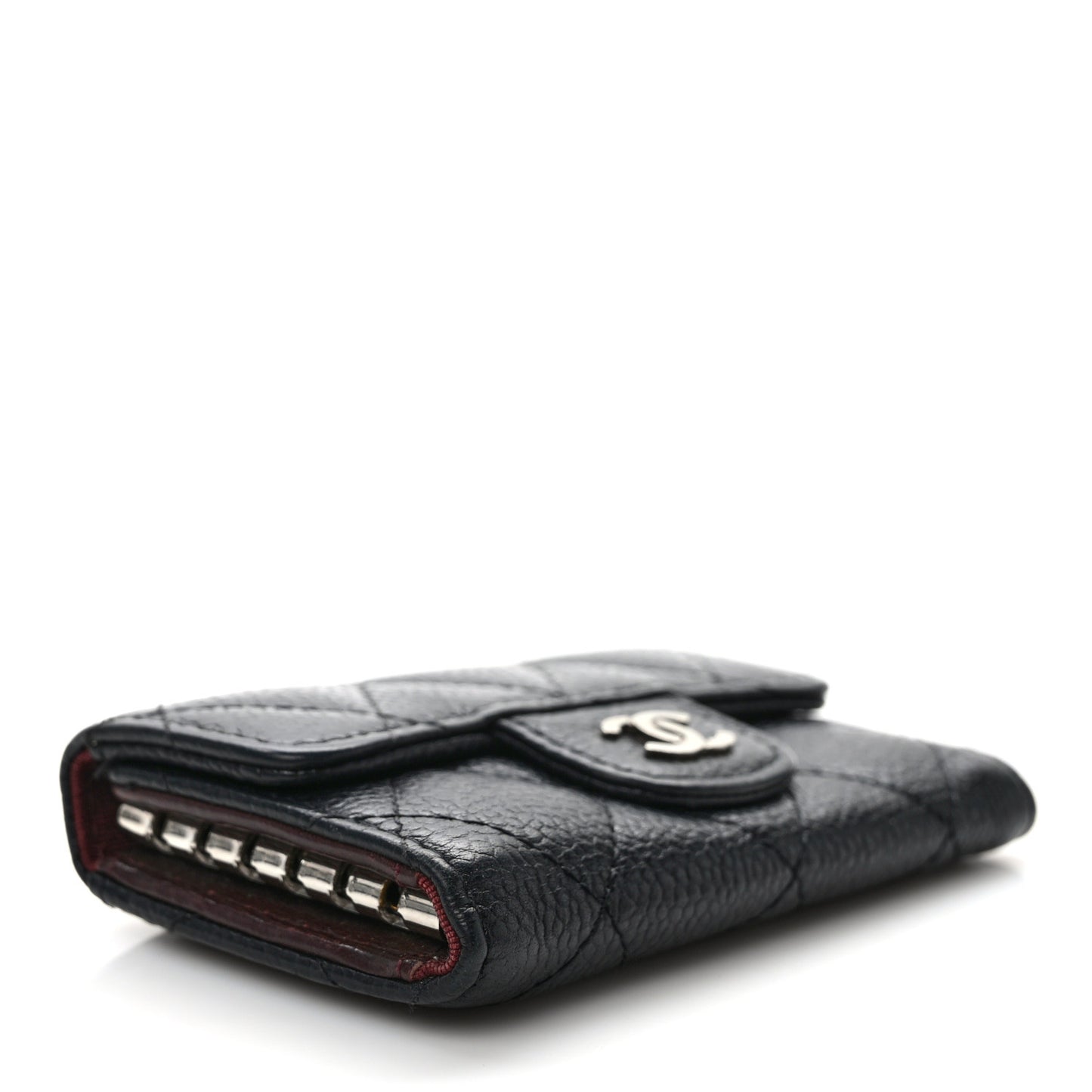 Caviar Quilted 6 Key Holder Black