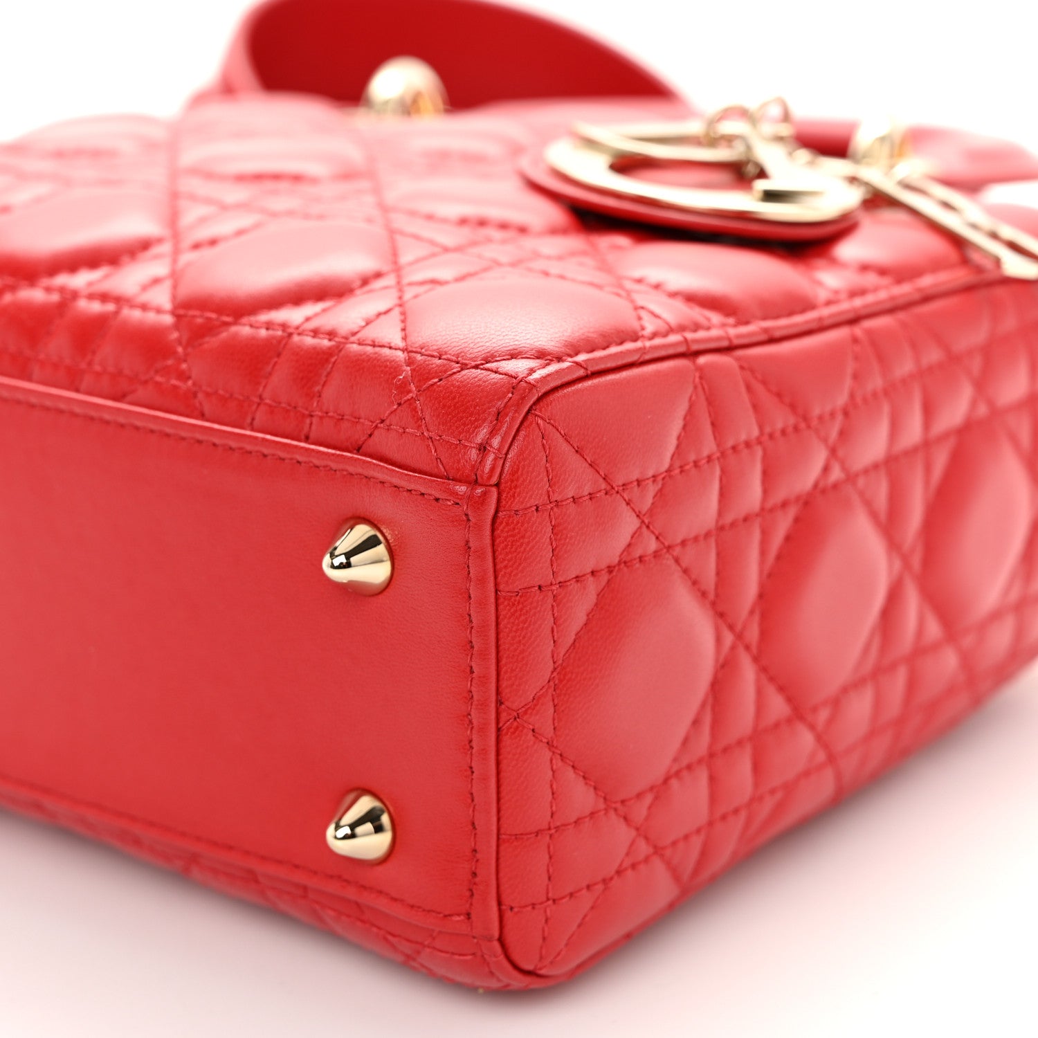 Christian Dior Lambskin Cannage Small Lucky Badges My Lady Dior Red 10 of 11