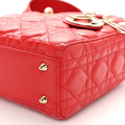 Christian Dior Lambskin Cannage Small Lucky Badges My Lady Dior Red 10 of 11