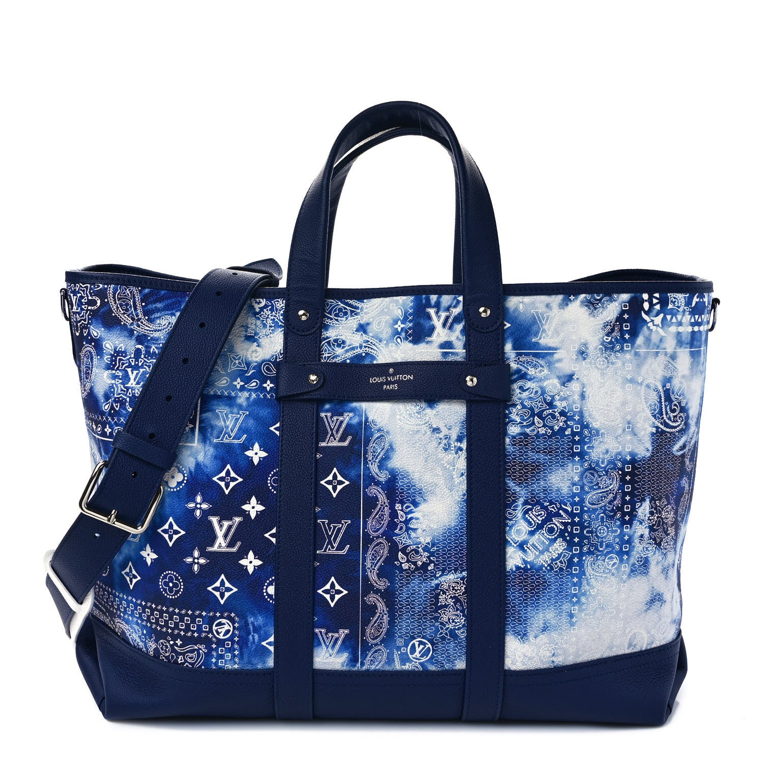 Louis Vuitton Cowhide Monogram Bandana Journey Tote Blue White 1 of 8