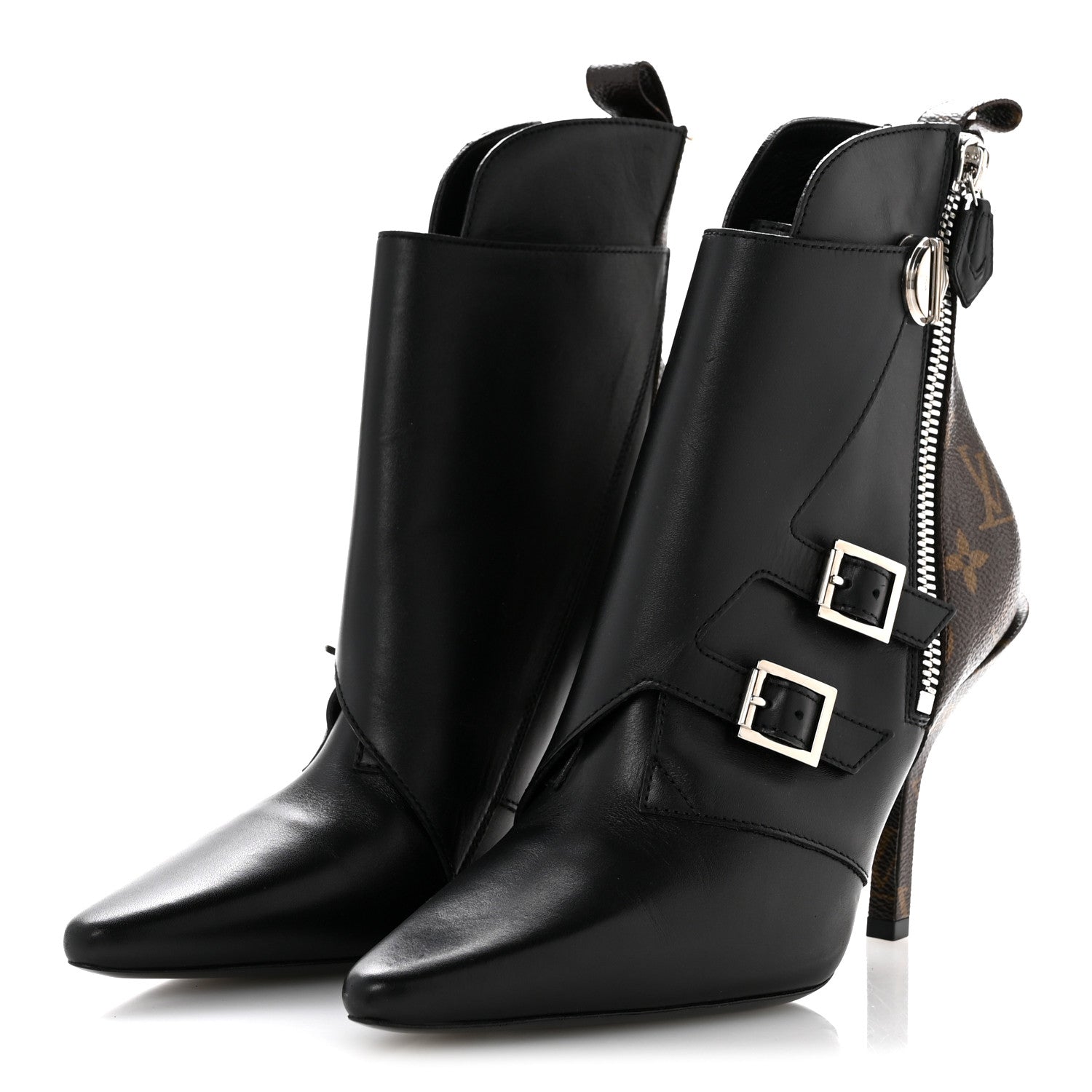 Louis Vuitton Calfskin Monogram Janet Ankle Boots 38 Black 4 of 11