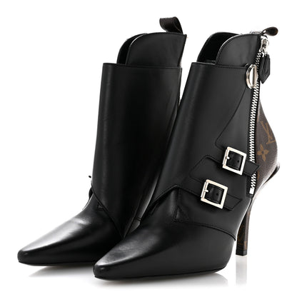 Louis Vuitton Calfskin Monogram Janet Ankle Boots 38 Black 4 of 11