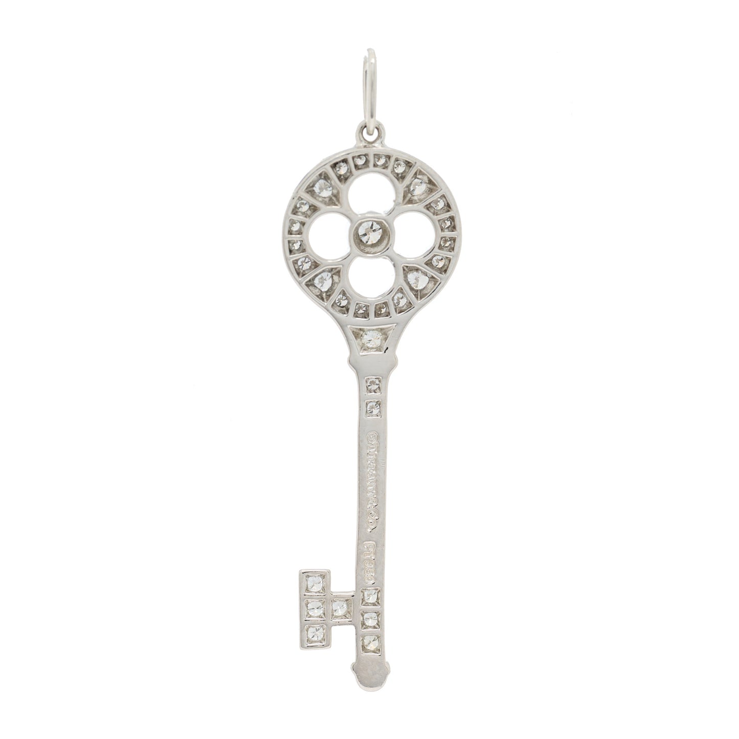 Platinum Diamond Quatrefoil Key Pendant