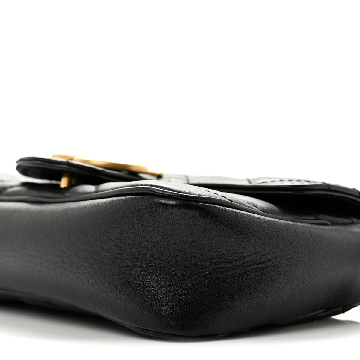 Calfskin Matelasse Super Mini GG Marmont Shoulder Bag Black