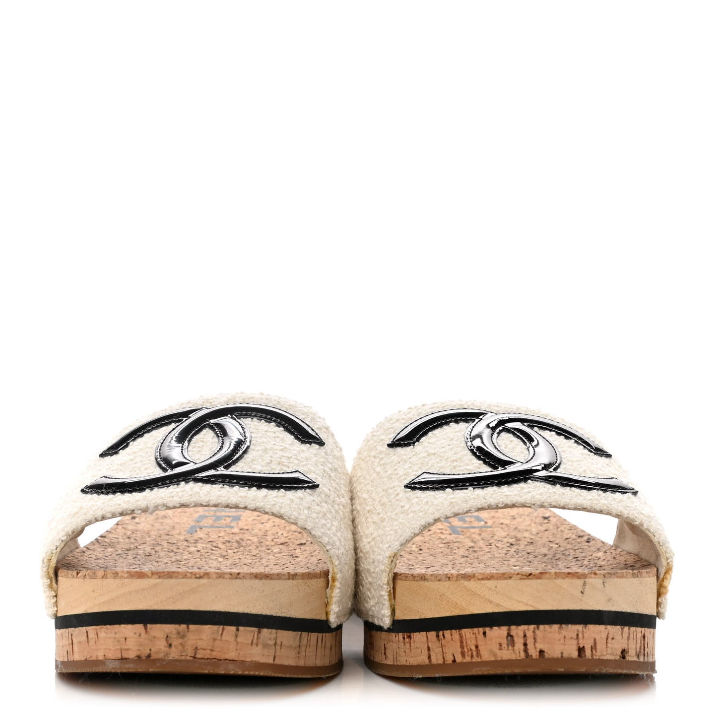 Tweed Cork CC Mule Sandal 40 White