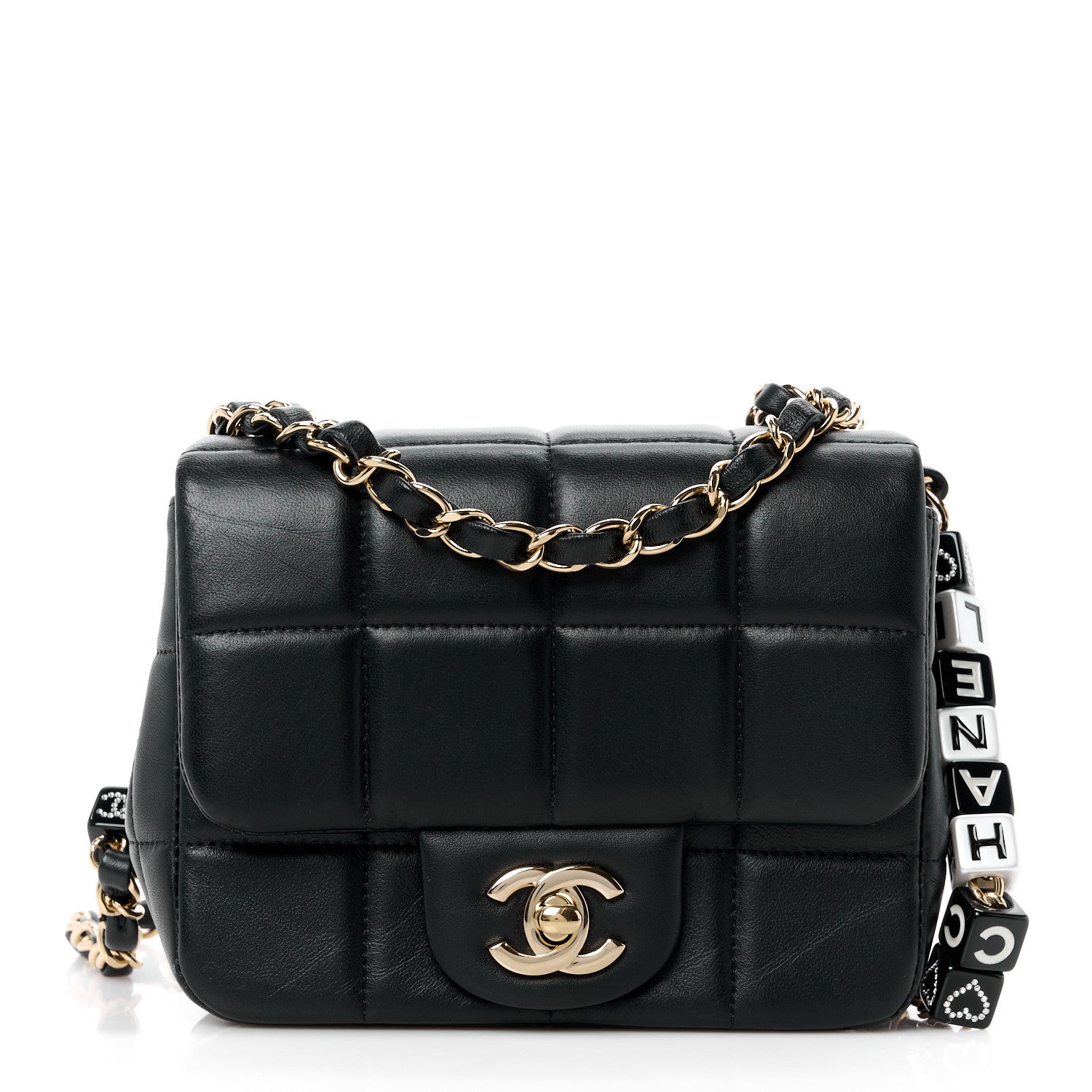 Chanel Lambskin Resin Crystal Square Quilted Mini Monacoco Flap Black 1 of 12