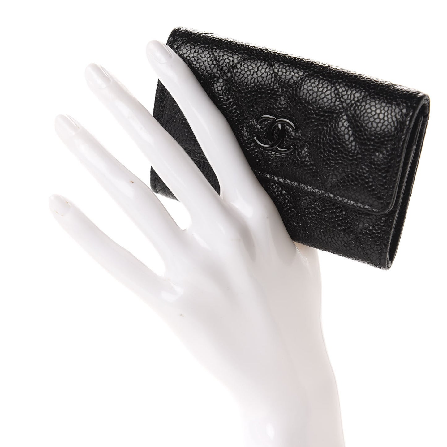 Caviar Quilted Incognito Flap Card Holder Black