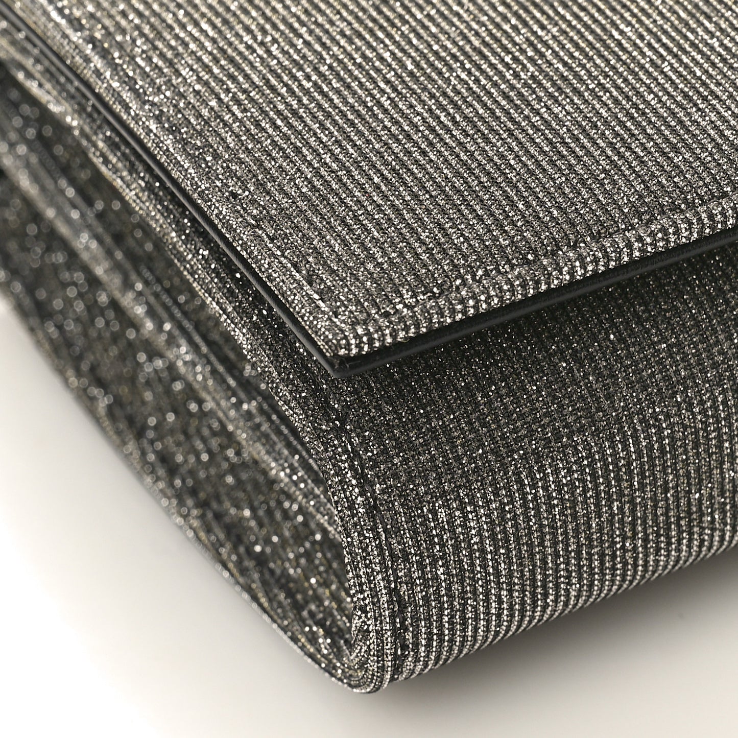 Metallic Sparkle Fabric Monogram Chain Wallet Anthracite