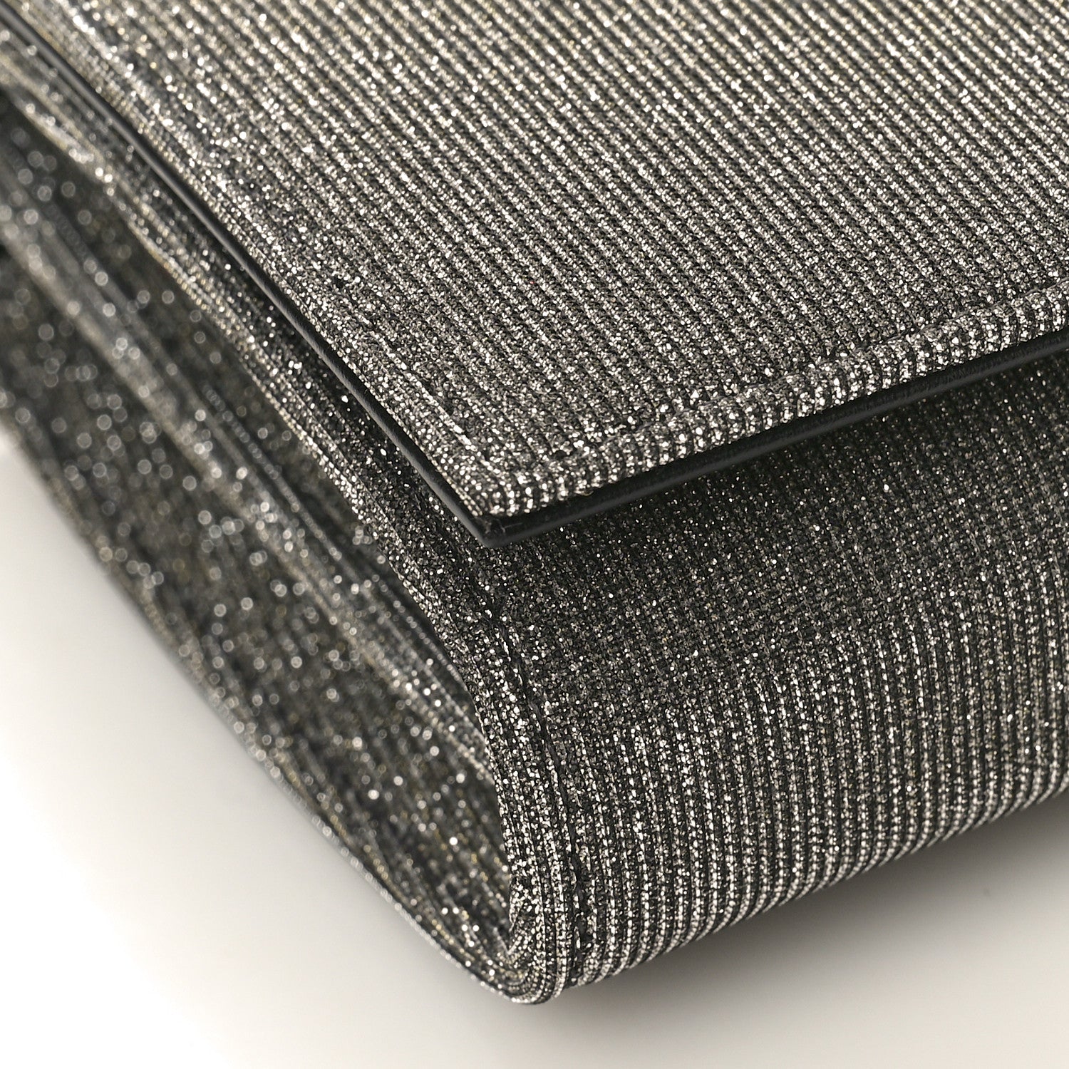 Saint Laurent Metallic Sparkle Fabric Monogram Chain Wallet Anthracite 7 of 9