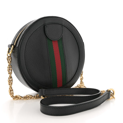 Gucci Grained Calfskin Web Mini Ophidia Round Shoulder Bag Black 3 of 12
