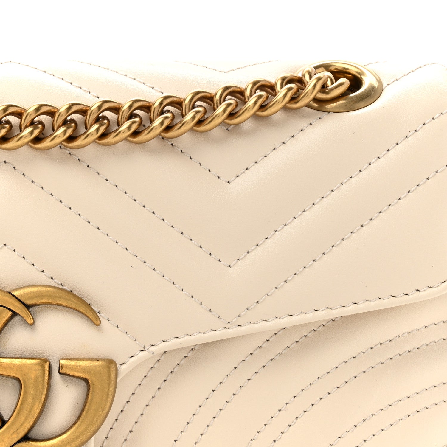 Gucci Calfskin Matelasse Small GG Marmont Shoulder Bag White 8 of 10