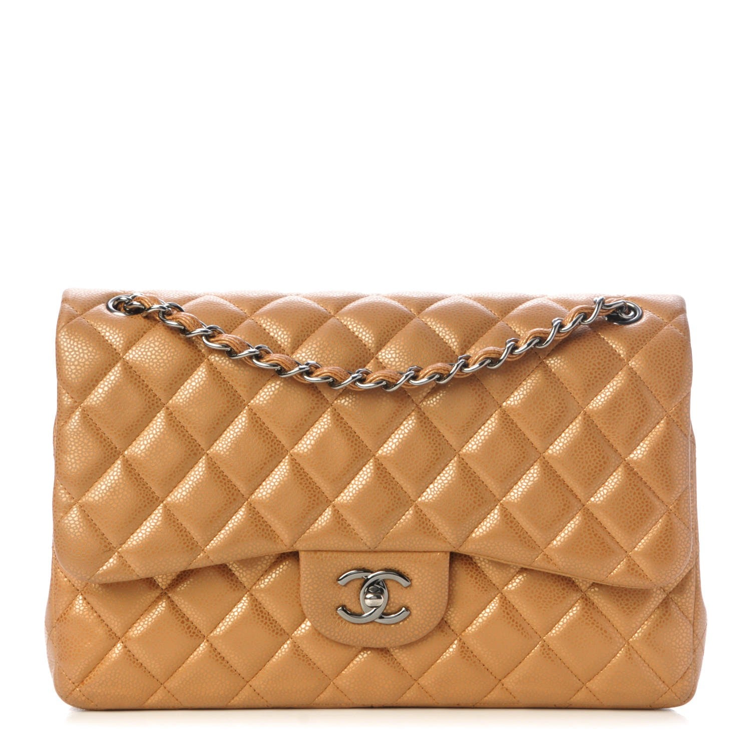 Chanel Metallic Caviar Quilted Jumbo Double Flap Copper 1 of 8
