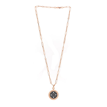 Roberto Coin 18K Rose Gold Black Diamond Venetian Princess Medallion Pendant Necklace 3 of 5