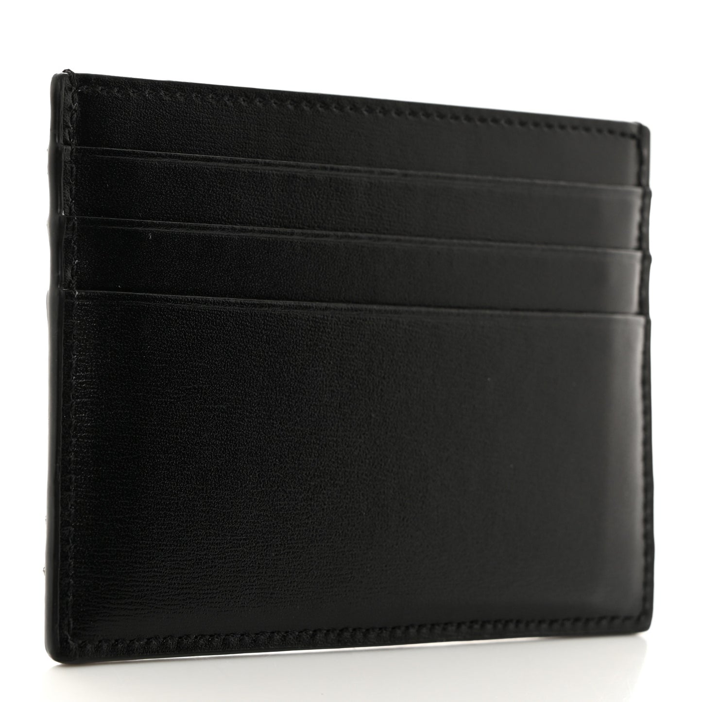 Shiny Calfskin Triomphe Card Holder Black