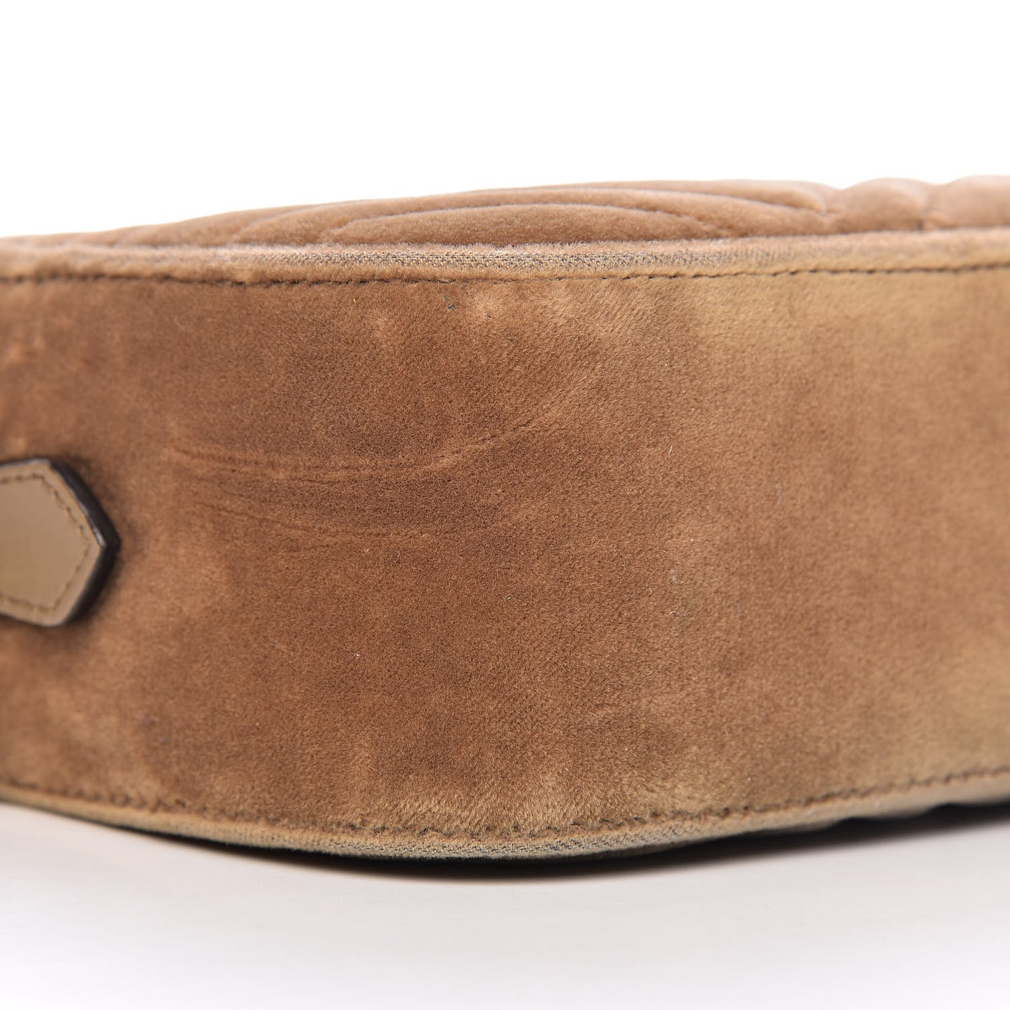 Velvet Matelasse Small GG Marmont Chain Shoulder Bag Taupe