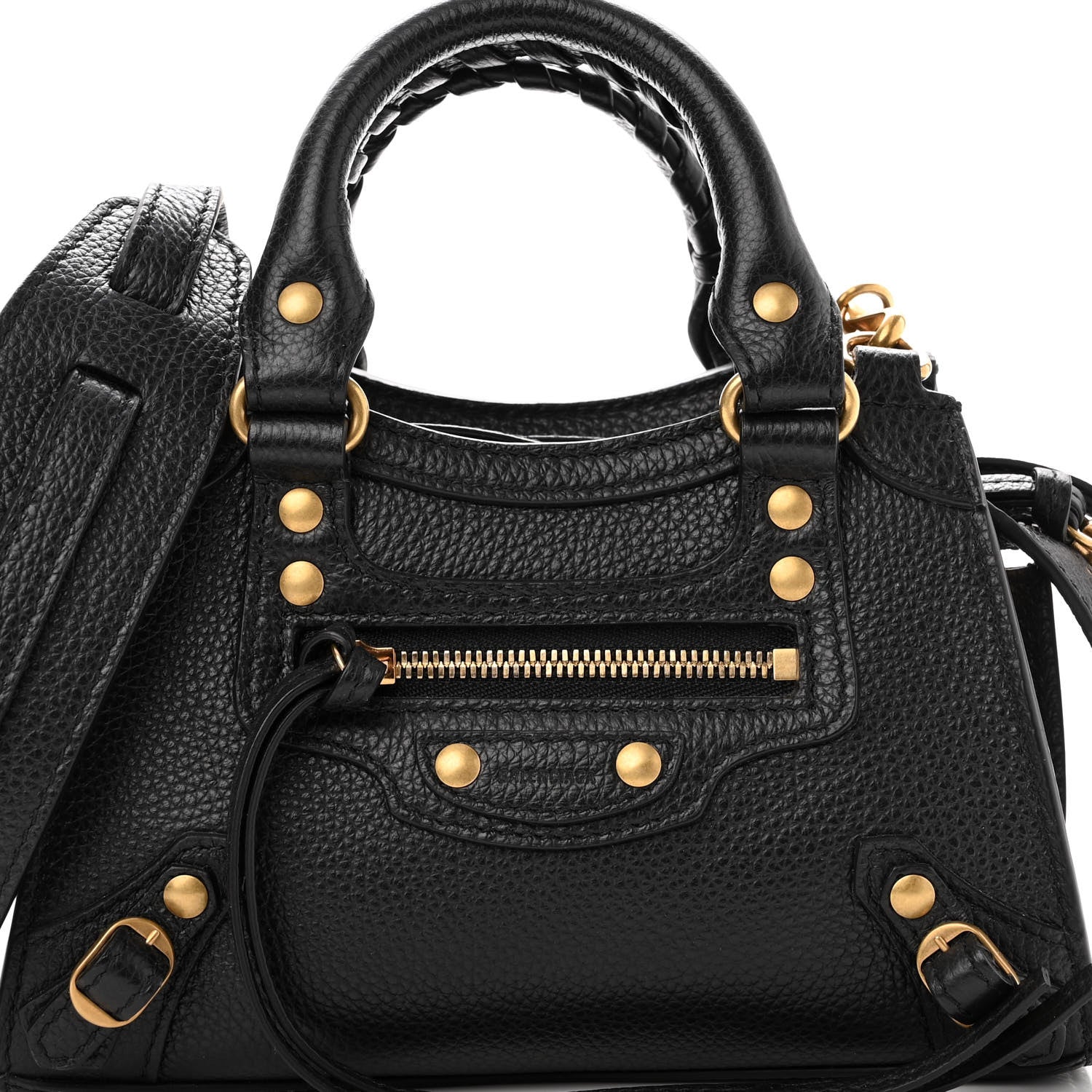 Balenciaga Grained Calfskin Neo Classic Gold Hardware Nano City Crossbody Black 7 of 10
