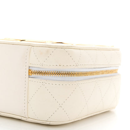 Chanel Lambskin Quilted Golden Plate Vanity Case White Gold 11 of 13