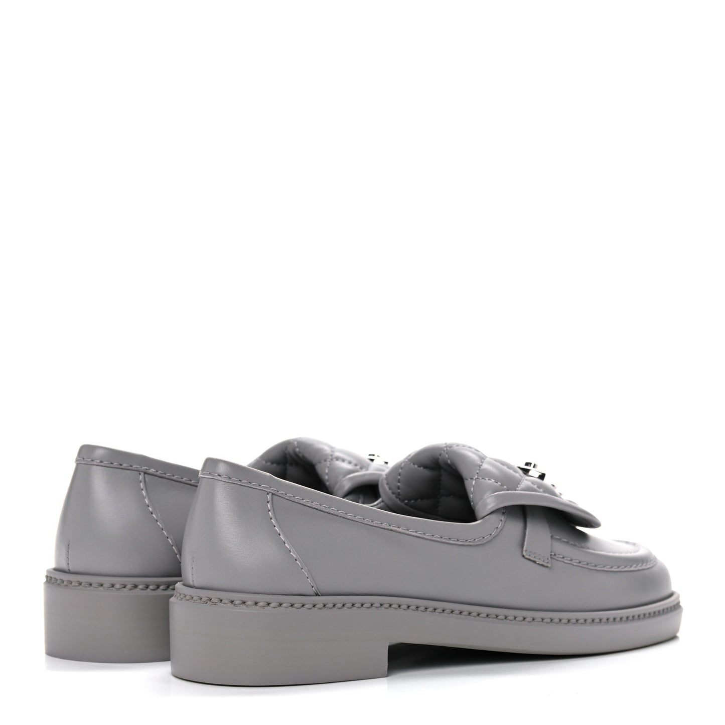 Lambskin Quilted CC Turnlock Loafers 37 Grey