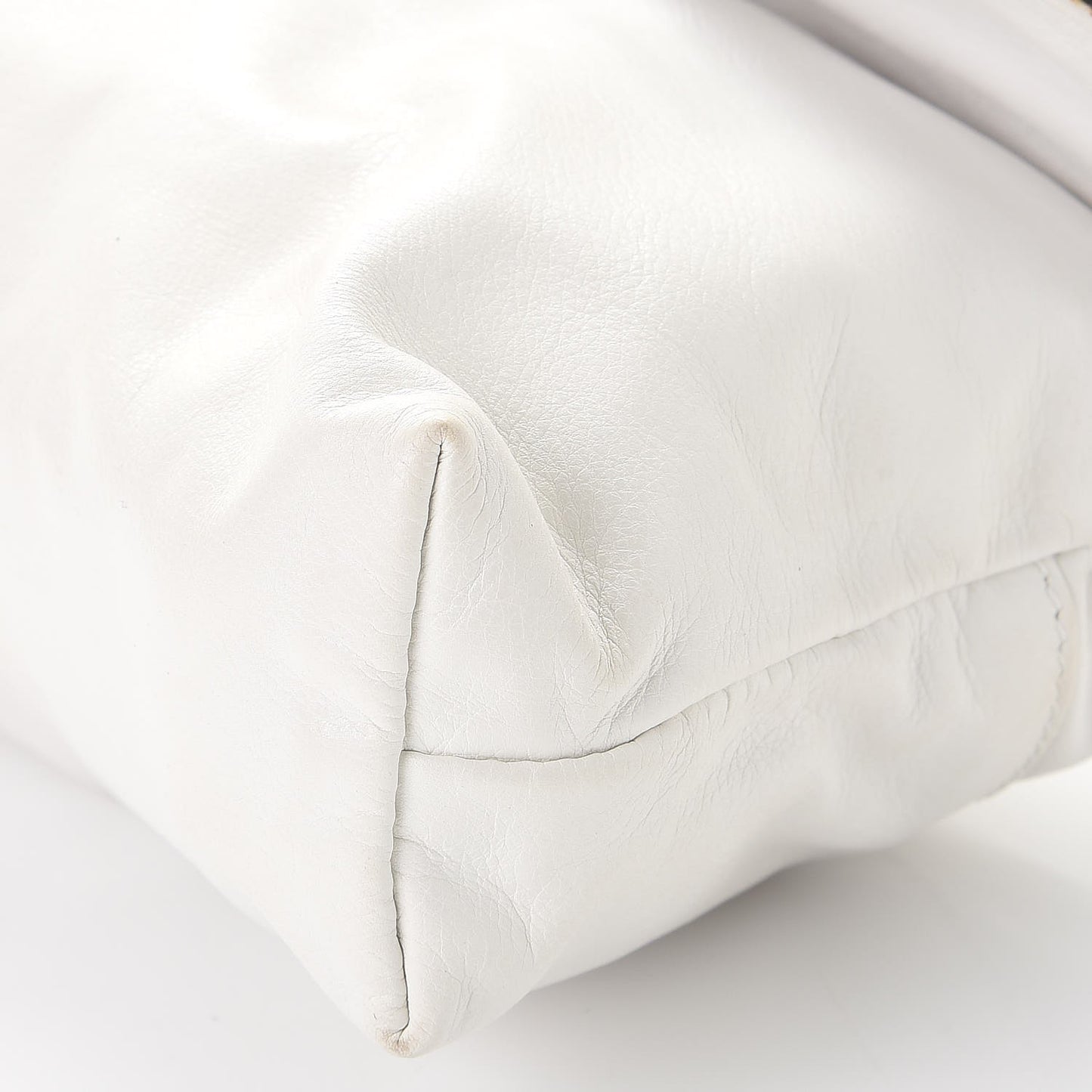 Calfskin Bamboo Croisette Clutch White