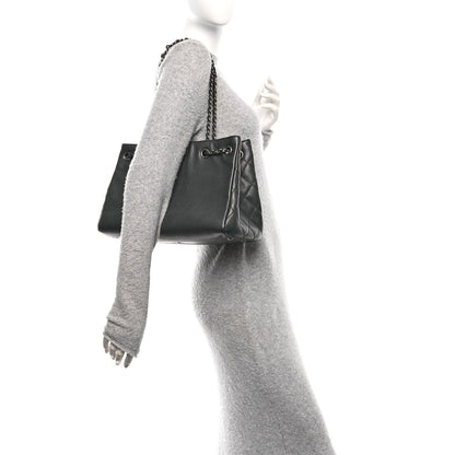 Chanel Metallic Grained Calfskin Medium Woven Chain Shopping Bag Black 2 of 10