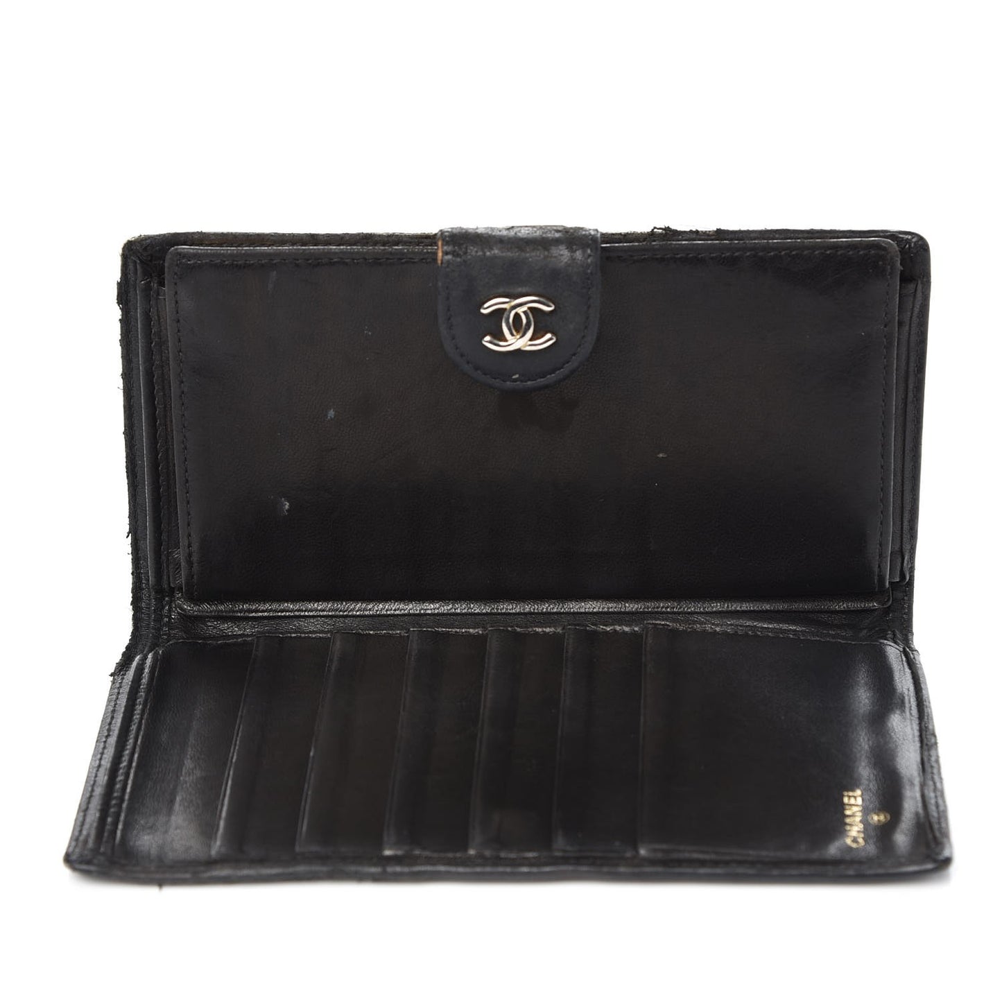 Lambskin Diamond Stitched French Wallet Black