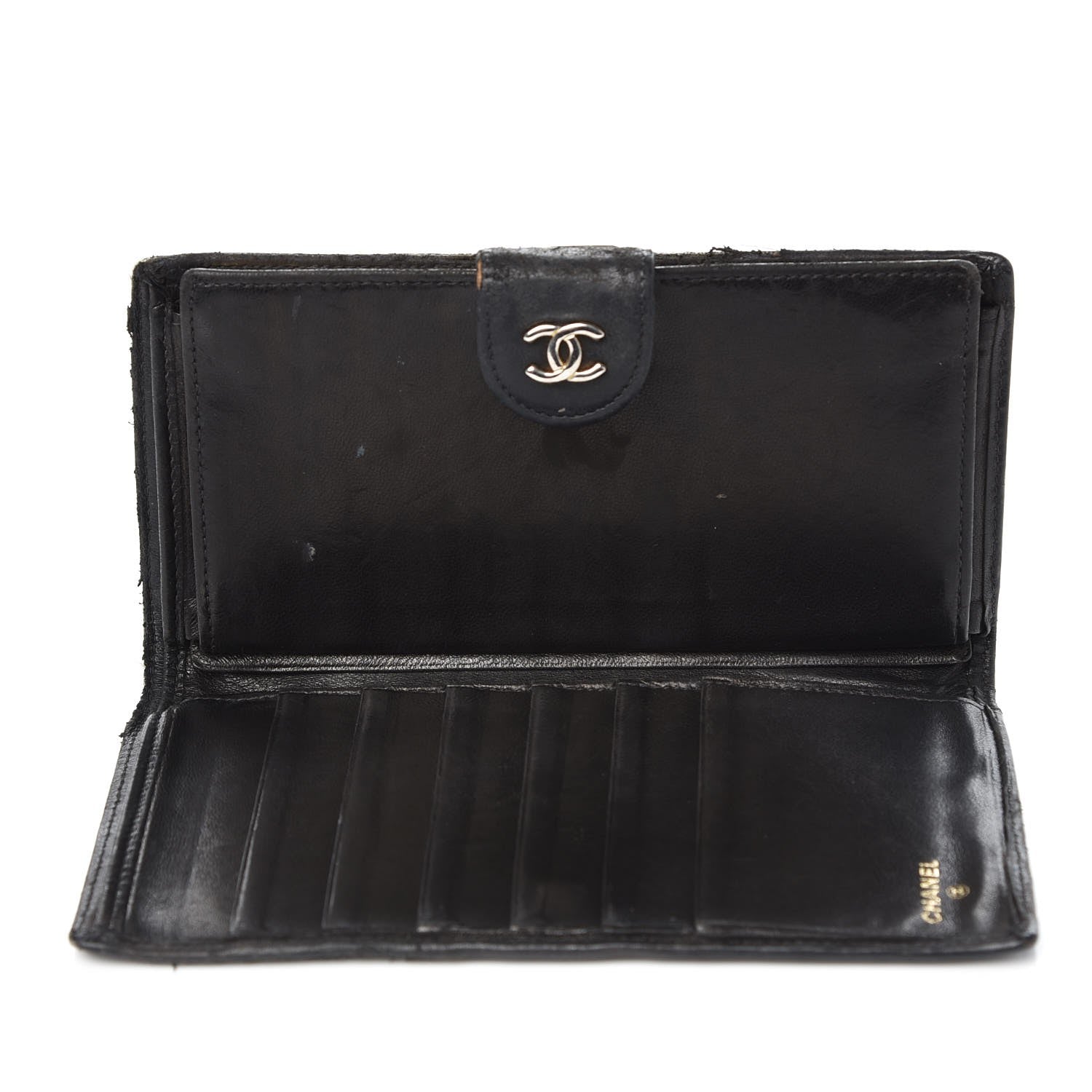 Chanel Lambskin Diamond Stitched French Wallet Black 5 of 22