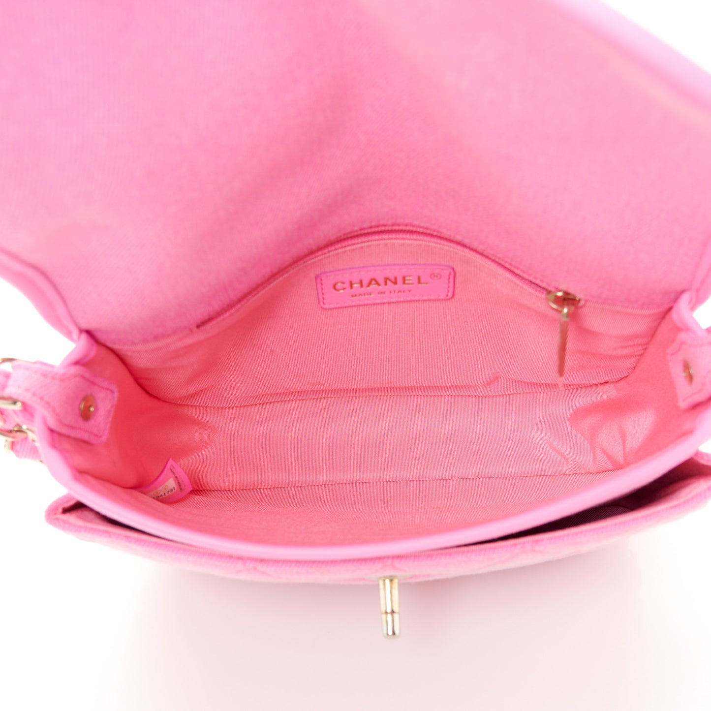 Denim Quilted Small Messenger Flap Neon Pink