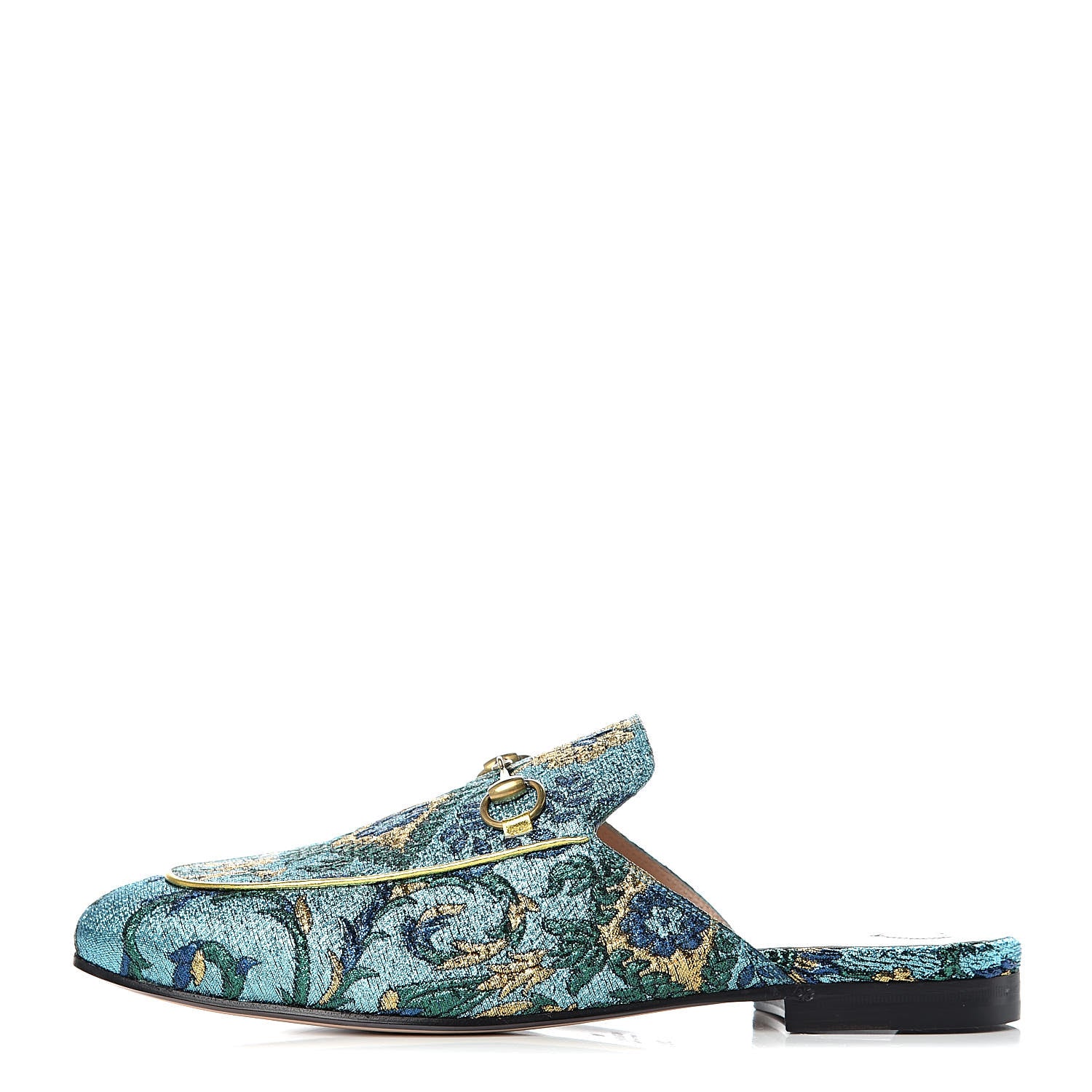 Gucci Iridescent Brocade Womens Princetown Slippers 38.5 Azure Multicolor Oro 1 of 8