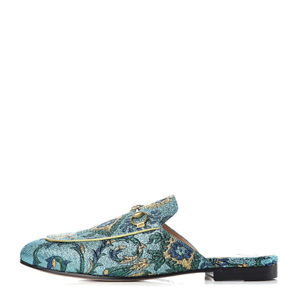 Gucci Iridescent Brocade Womens Princetown Slippers 38.5 Azure Multicolor Oro 1 of 8