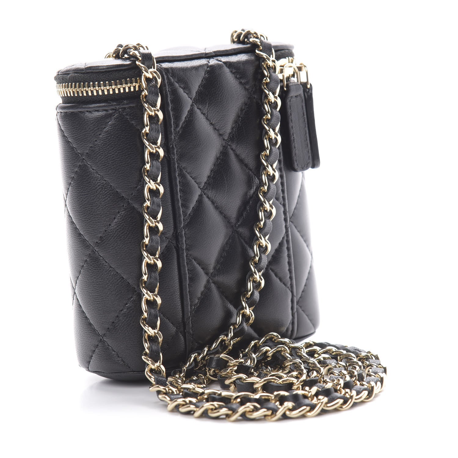 Chanel Lambskin Quilted Small Vertical Coco Beauty Vanity Case With Chain Black 2 of 10