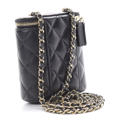 Chanel Lambskin Quilted Small Vertical Coco Beauty Vanity Case With Chain Black 2 of 10