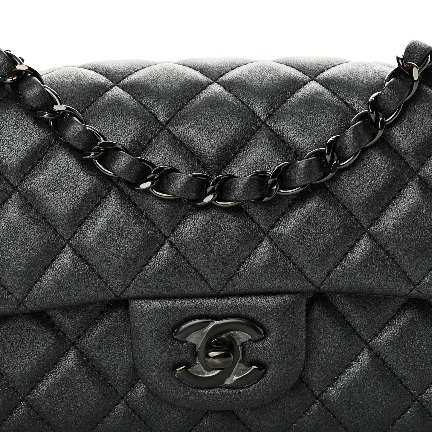 Lambskin Quilted Mini Rectangular Flap So Black