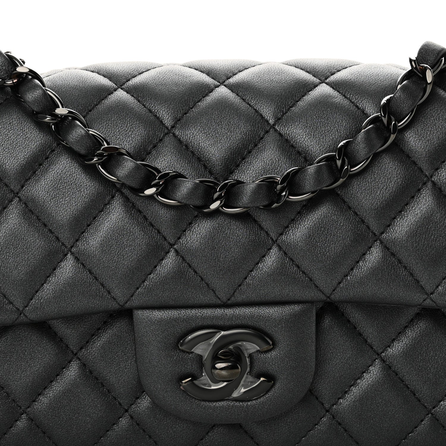 Chanel Lambskin Quilted Mini Rectangular Flap So Black 7 of 10