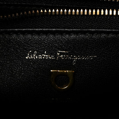 Salvatore Ferragamo Canvas Calfskin Gancini Small Boxyz Black Beige 6 of 10