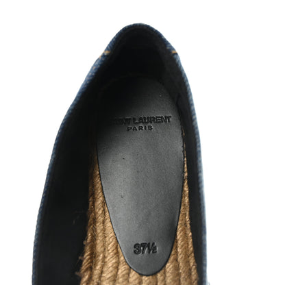 Saint Laurent Denim Logo Embroidered Espadrilles 37.5 Deep Blue 8 of 10