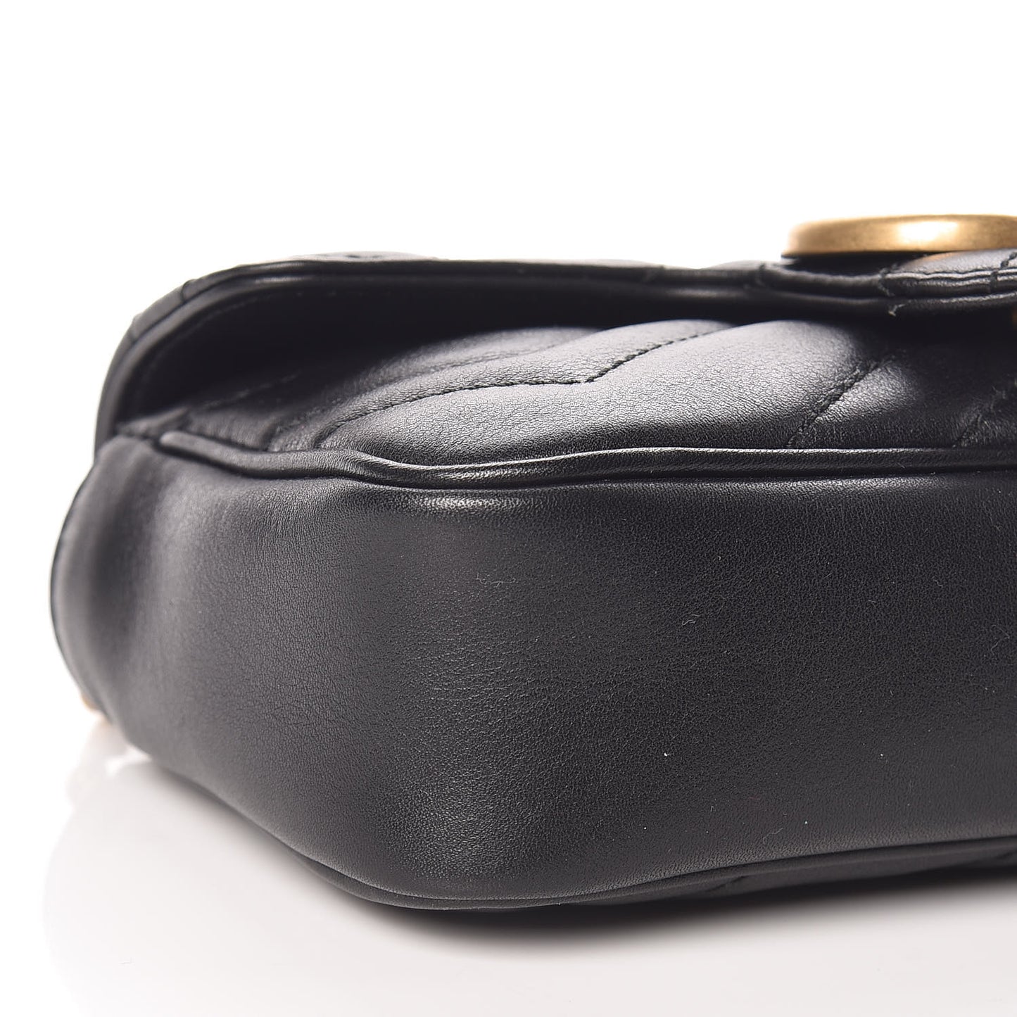 Calfskin Matelasse Super Mini GG Marmont Shoulder Bag Black