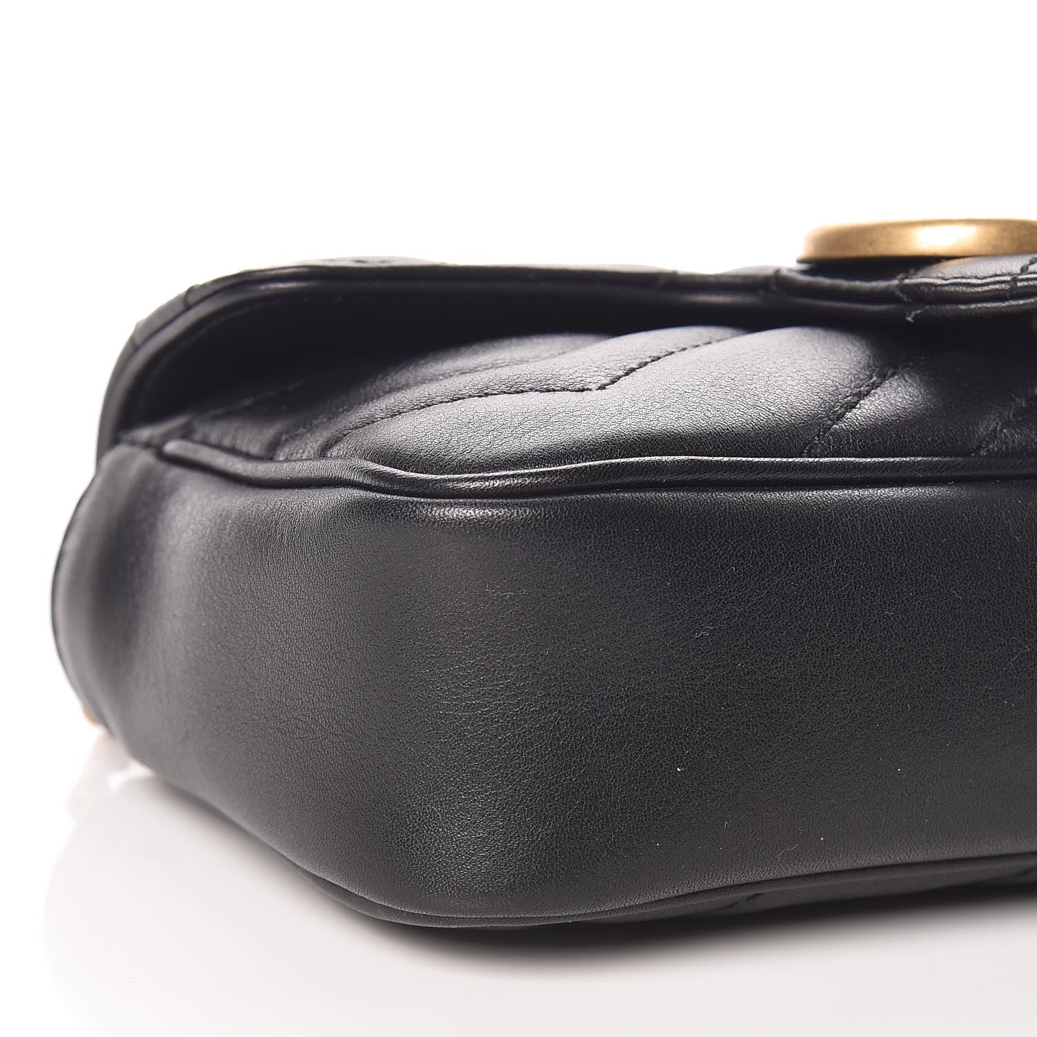 Gucci Calfskin Matelasse Super Mini GG Marmont Shoulder Bag Black 9 of 10