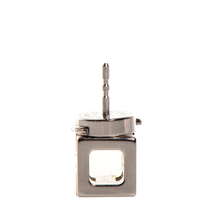 Hermes Palladium Lacquered Cage d'H Earrings Naples Yellow 3 of 4