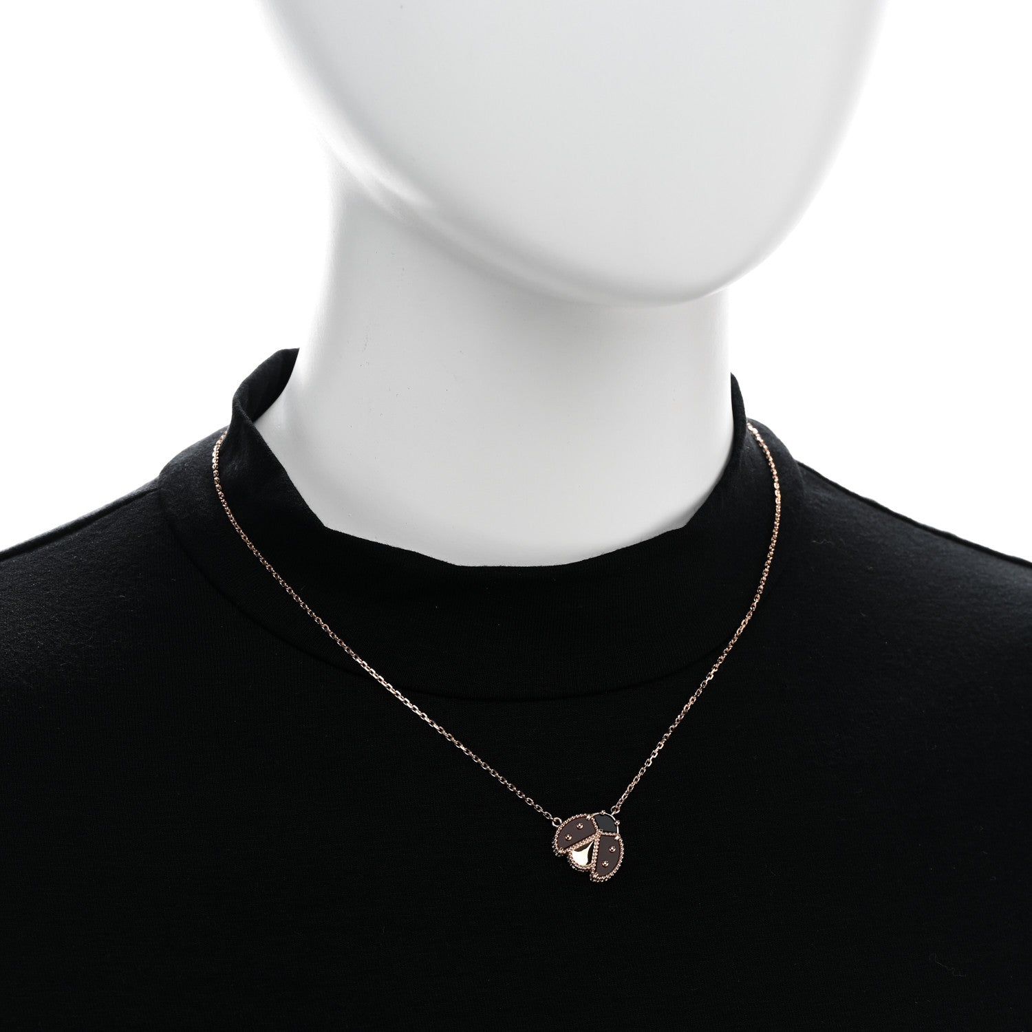 Van Cleef & Arpels 18K Rose Gold Carnelian Black Onyx Lucky Spring Open Wings Lady Bug Pendant Necklace 2 of 6