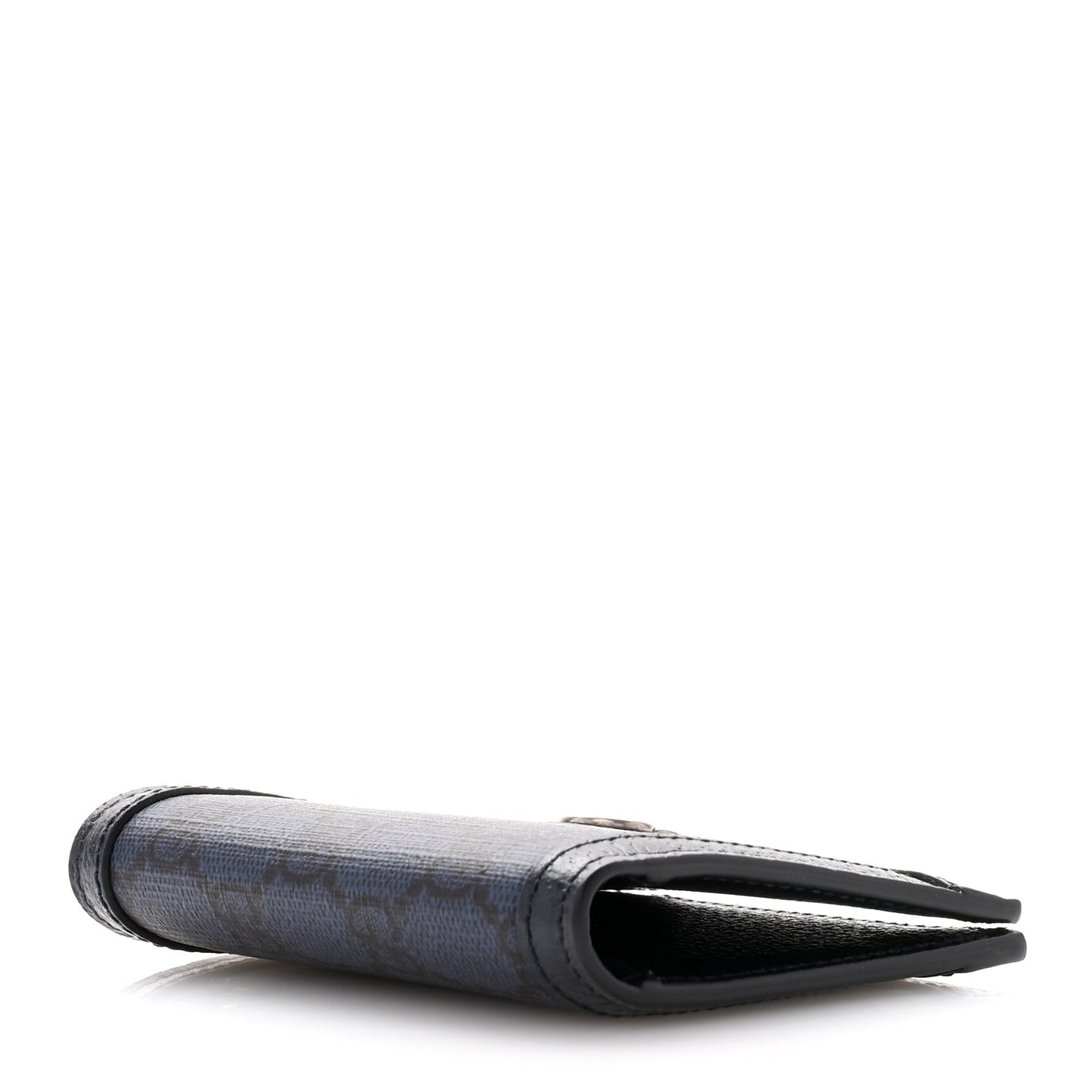 GG Supreme Monogram Calfskin Ophidia Bi-Fold Wallet Navy Blue