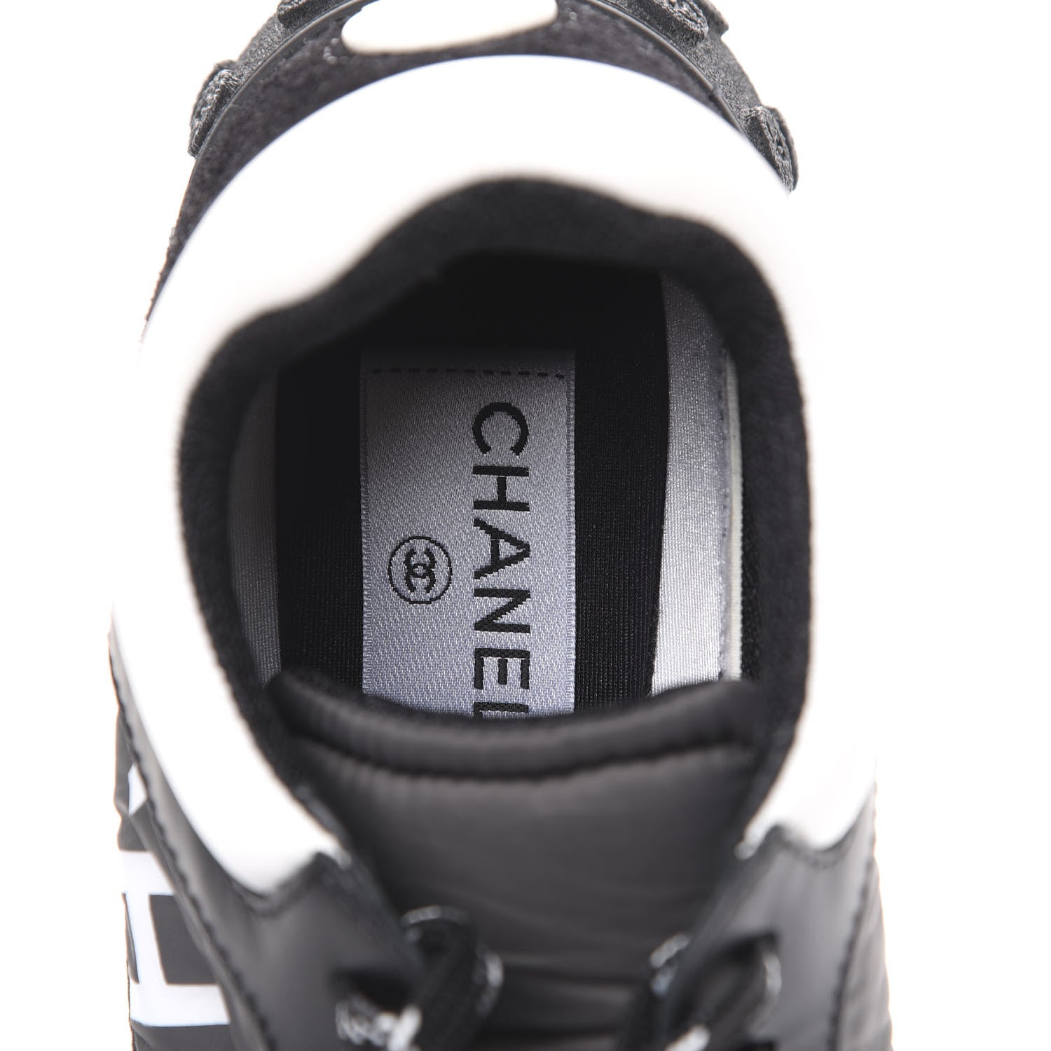 Chanel Nylon Calfskin Suede CC Sneakers 36 Grey Black White 7 of 8