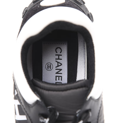 Chanel Nylon Calfskin Suede CC Sneakers 36 Grey Black White 7 of 8